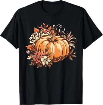 Fall Shirt Women Vintage Pumpkin Autumn Graphic Thanksgiving T-Shirt
