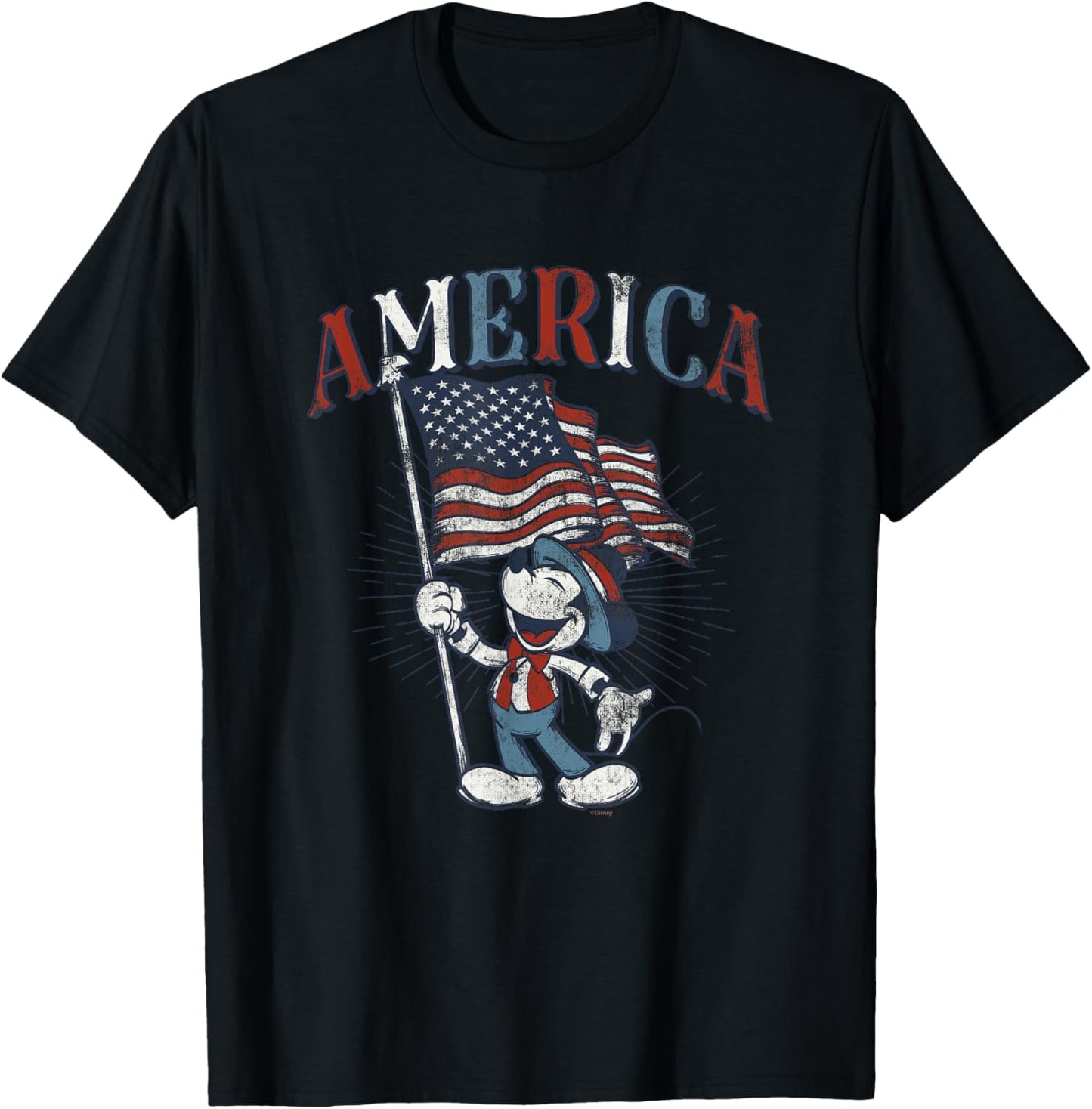 Disney Mickey Mouse with American Flag USA Fourth of July T-Shirt