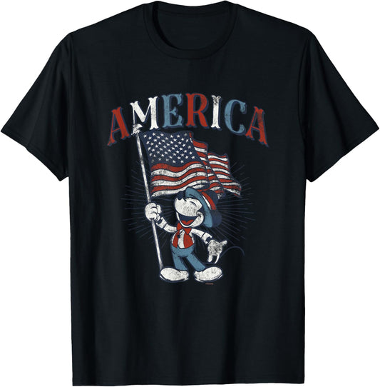 Disney Mickey Mouse with American Flag USA Fourth of July T-Shirt