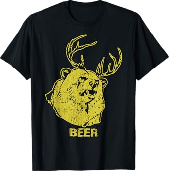 Bear Deer Beer Vintage Horn Bear Hunting T-Shirt