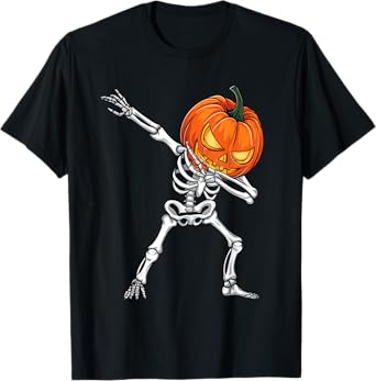Dabbing Pumpkin Skeleton Halloween Dab Boys Teen Toddler Kid T-Shirt