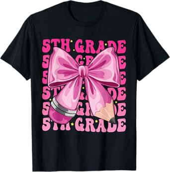 5th Grade Girls Coquette Bow Back To School Fifth Grade T-Shirt
