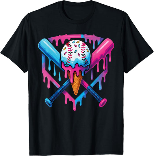 Baseball Shirt Baseball Drip Lifestyle Boys Pink Purple T-Shirt