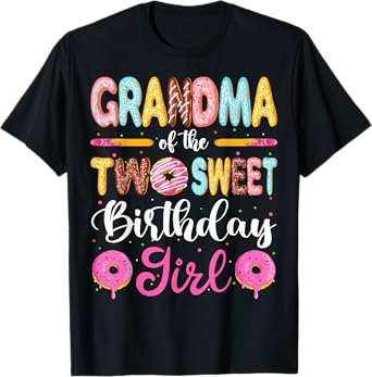 Grandma Of The Two Sweet Birthday Girl Donut 2nd Birthday T-Shirt