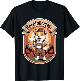 Barktoberfest Corgi in Lederhosen Oktoberfest Beer Festival T-Shirt