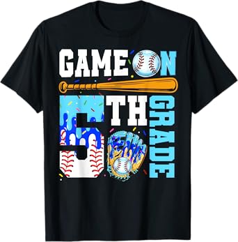 5th Grade Back To School Baseball Drip Ice Cream Game On T-Shirt