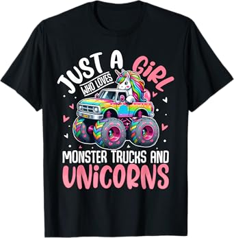 Just a Girl Who Loves Monster Trucks And Unicorns Toddler T-Shirt