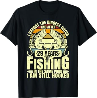 29th Wedding Anniversary Fishing Biggest Catch Fish 29 Years T-Shirt