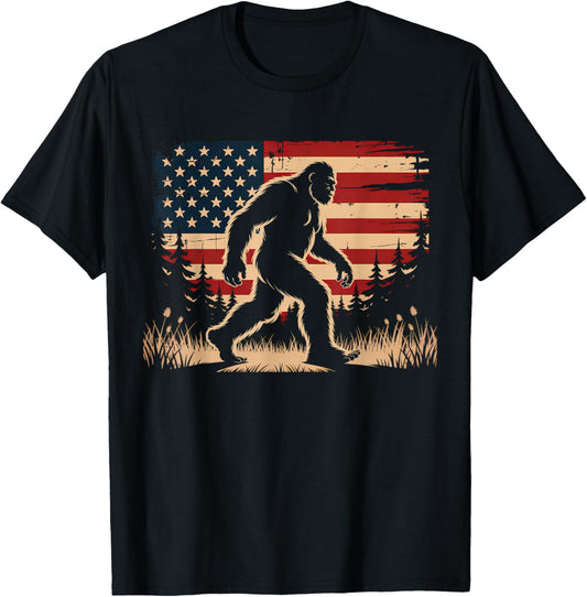 Bigfoot 4th Of July American Usa Flag Patriotic Sasquatch T-shirt