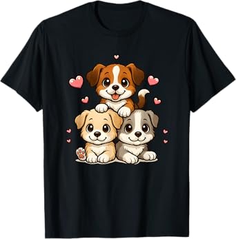 Cute Kawaii Puppies Neko Funny Dog Lover Gift Women Girls T-Shirt