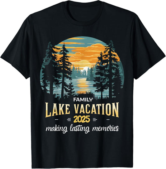 Matching 2025 Camping Hiking Cabin Family Lake Vacation 2025 T-Shirt