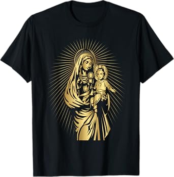 Holy Mother Mary Mother of Jesus Vintage Catholic Art Women T-Shirt