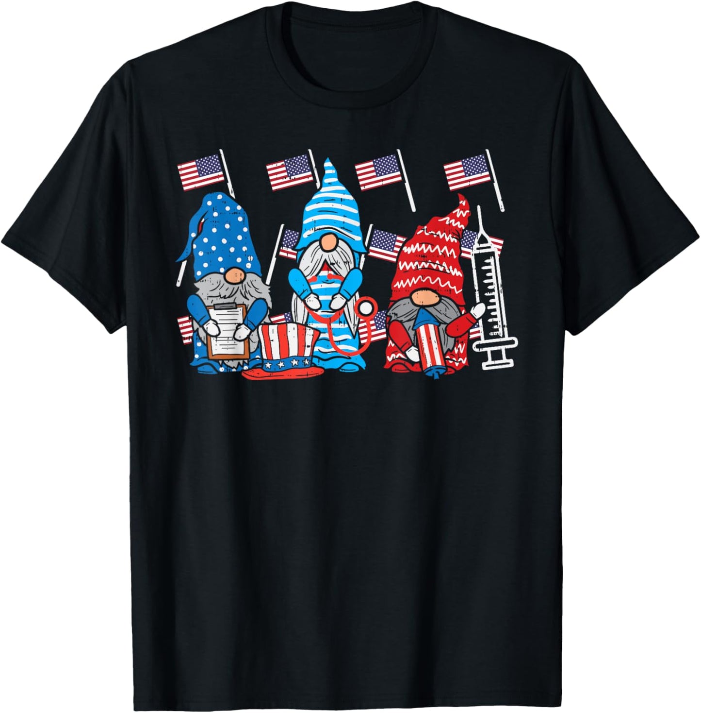 American Gnomes Nurse 4th Of July Scrub Top Patriot Women T-Shirt