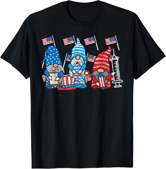 American Gnomes Nurse 4th Of July Scrub Top Patriot Women T-Shirt