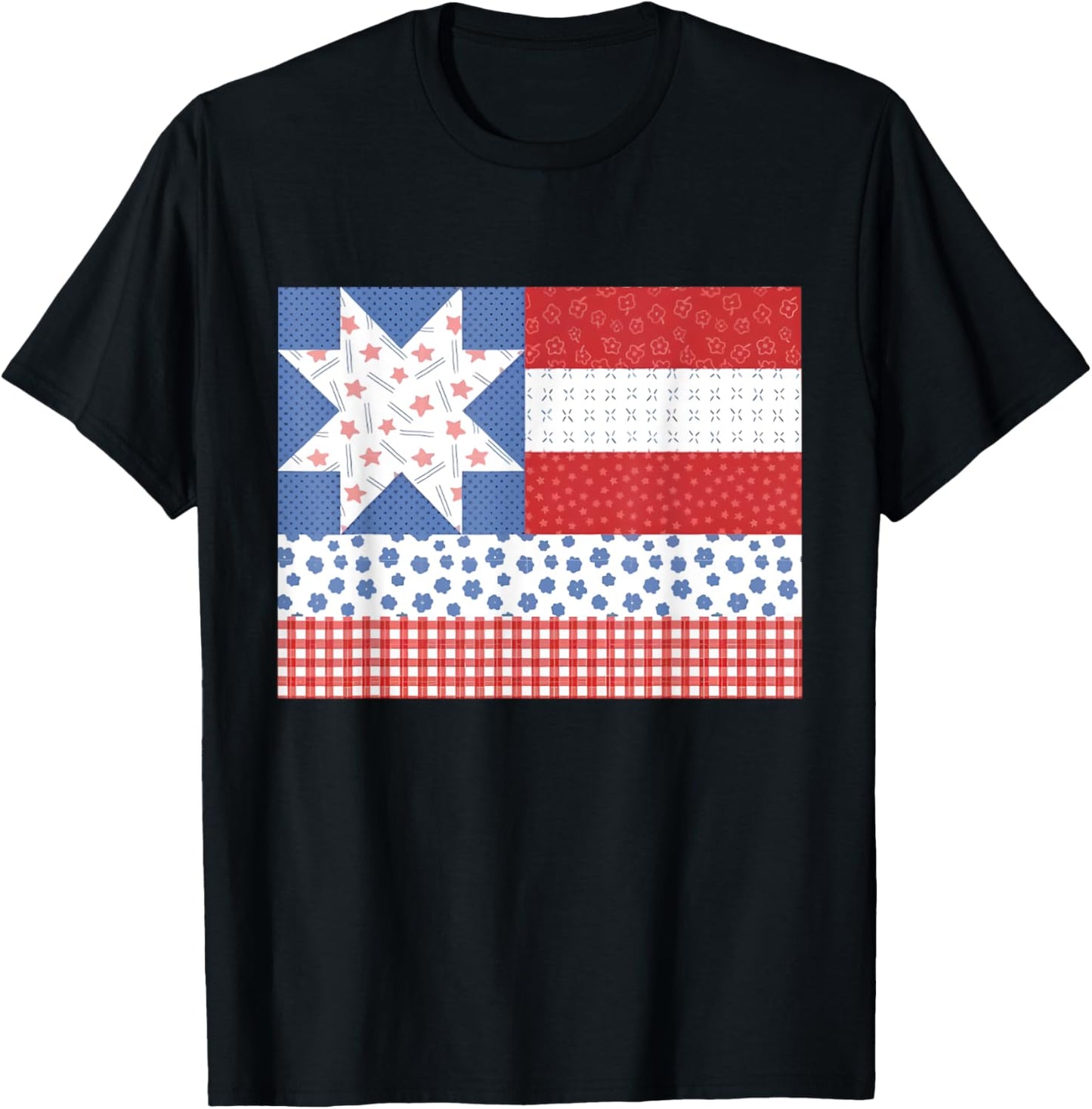 Quilted Flag Sewing Funny Quilt Lover American Flag Quilting T-Shirt