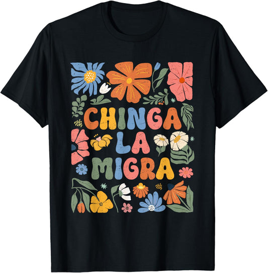 Floral Chinga La Migra Anti Ice Vintage Abolish Ice T-Shirt