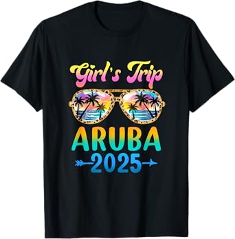 Girl's Trip Aruba 2025 Summer Vacation Sunglasses T-Shirt