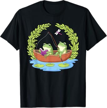 Book Frog Toad Fishing Vintage Book Frog T-Shirt