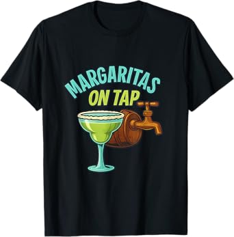 Margaritas on Tap Bar Humor Aqua Lime Design T-Shirt