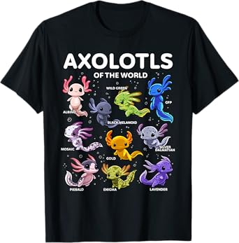 Axolotl Shirt Kawaii Axolotls of the World Axolotl Animals T-Shirt