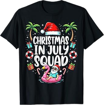 Christmas In July 2025 Squad Summer Beach Vacation Xmas Cool T-Shirt
