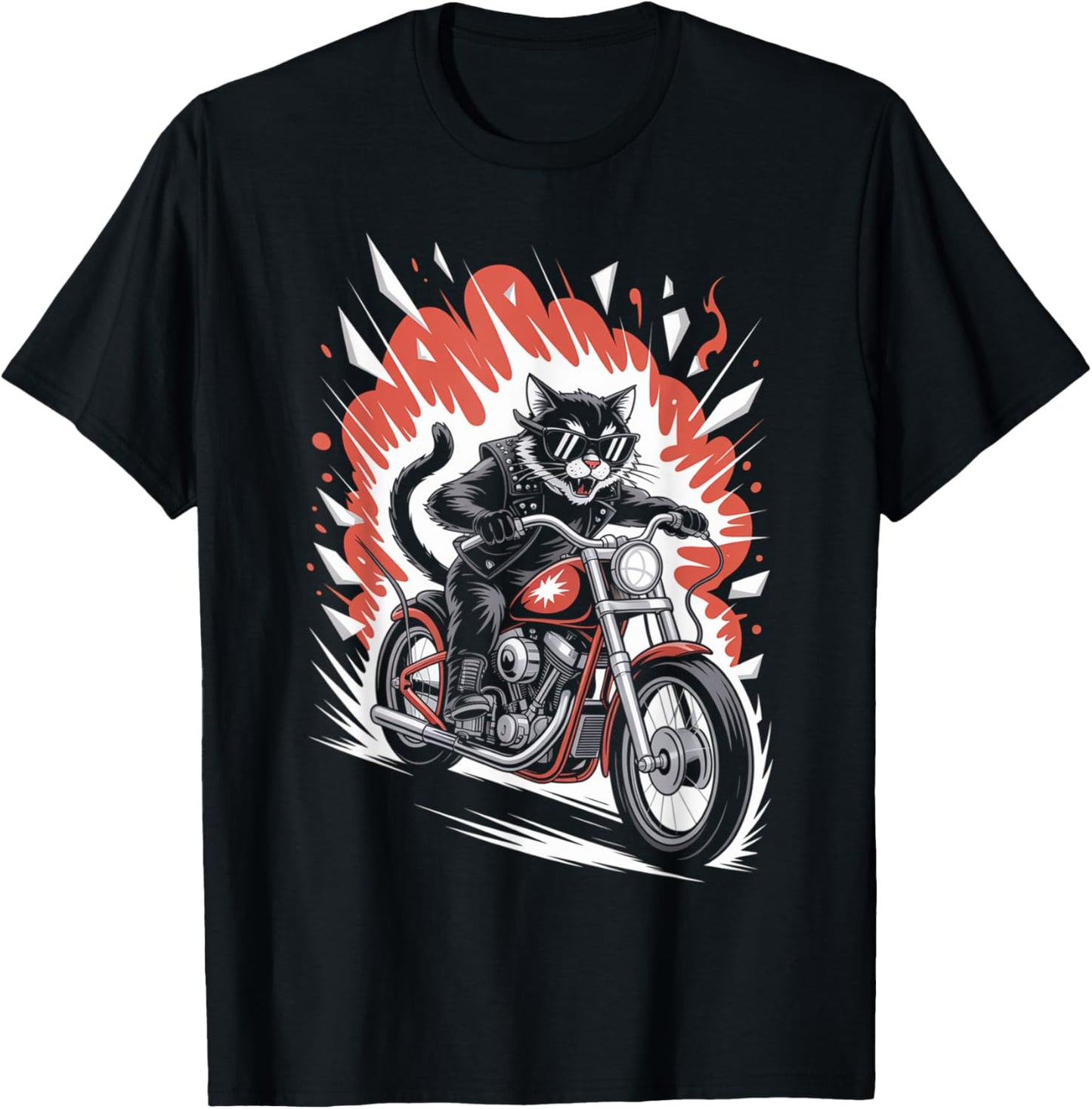 Cat Biker Riding Motorcycle Men Vintage Outfit Rider T-Shirt
