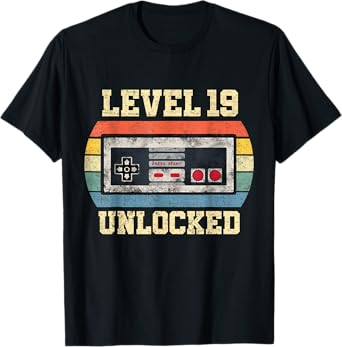 Level 19 Unlocked 19 Year Old Gift Funny Gamer 19th Birthday T-Shirt