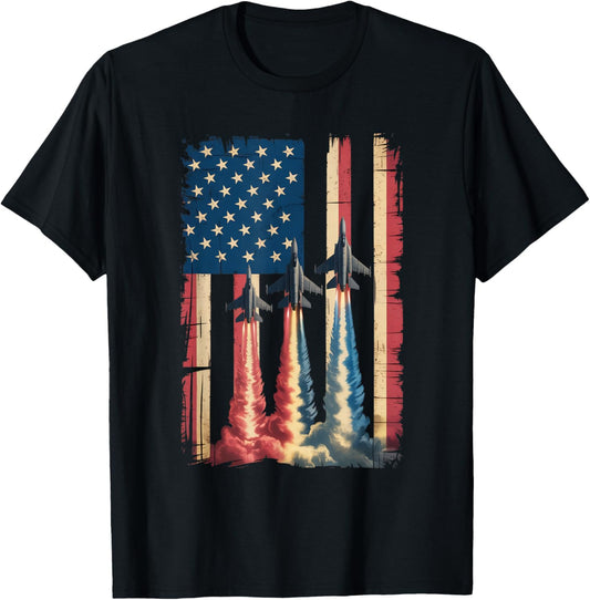 Fife Life 4th Of July Vintage Flag Jets Patriotic T-shirt