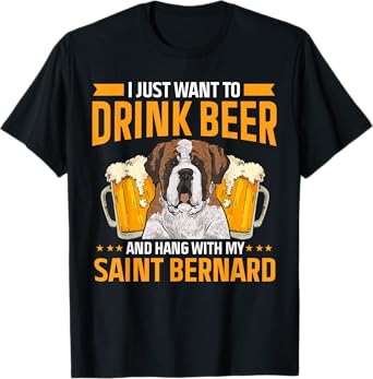 Saint Bernard Dog Drinking Beer St. Bernard Men Women T-Shirt