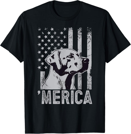'merica Dog Vintage American Flag Patriotic Usa 4th July T-shirt