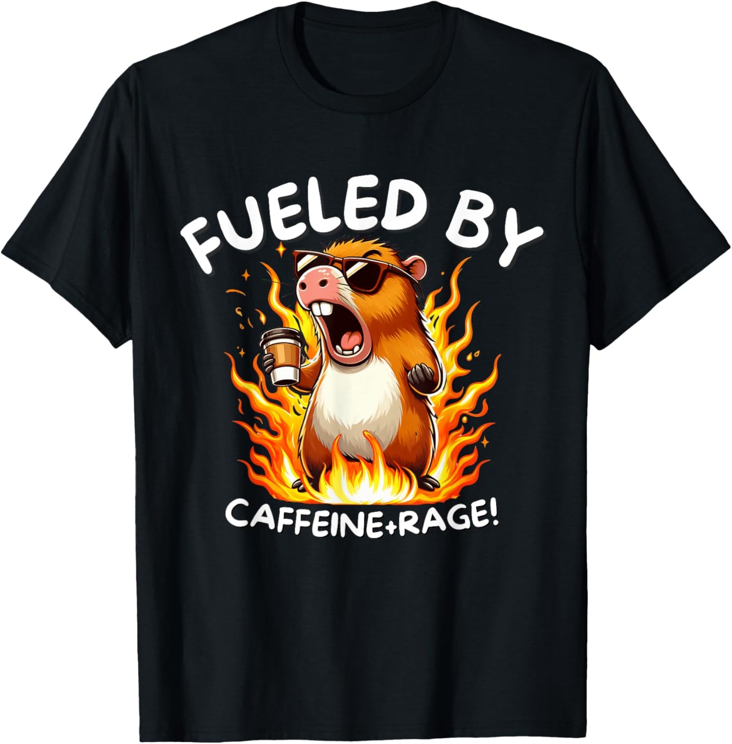 Fueled By Caffeine Rage Capybara T-Shirt