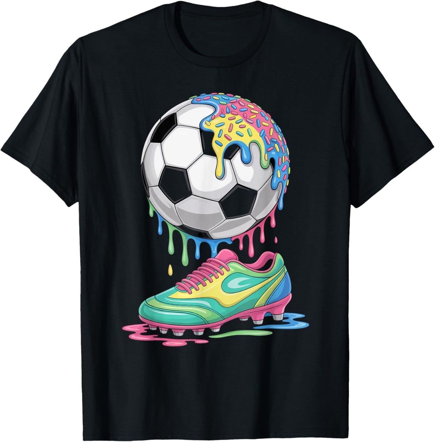 Soccer Ball Drip Ice Cream Drip Men Women Game Soccer Drip T-Shirt