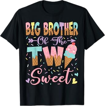 Big Brother Of The Two Sweet 2Nd Birthday Summer Ice Cream T-Shirt