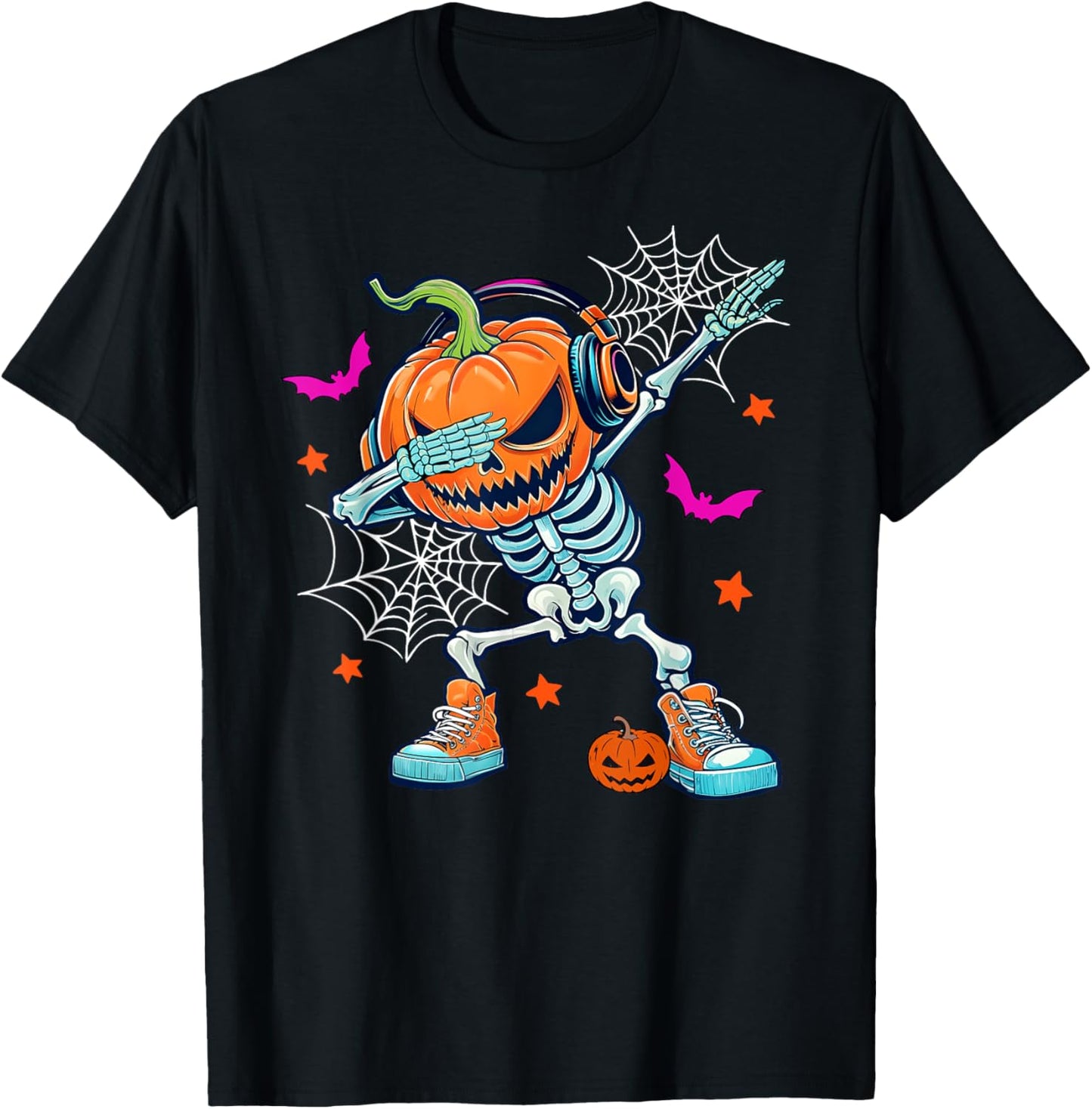 Dabbing Halloween Skeleton Trick Treat Funny Pumpkin Boys T-Shirt