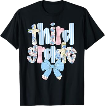 Third Grade Coquette Bow Pencil First Day Back To School T-Shirt