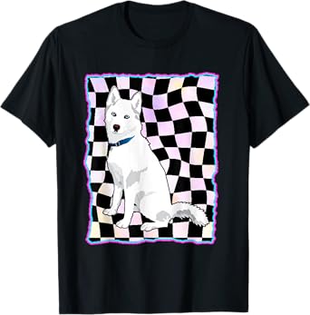 cute white Siberian Husky - sweet white Snow dog checkered Men Women T-Shirt