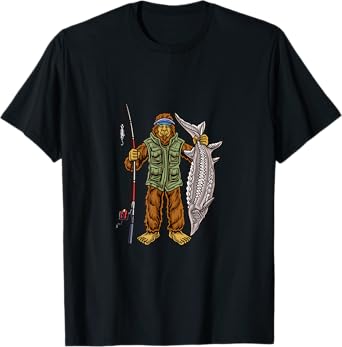 Sturgeon Fishing Bigfoot Fisherman T-Shirt