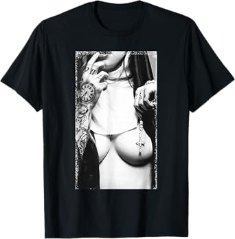 Peachbruh Vintage Sexy Tattoo Nun And Cross Dark Style Art T-Shirt