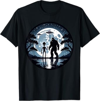 Alien Bigfoot Moon Sasquatch UFO Extraterrestrial Men women T-Shirt