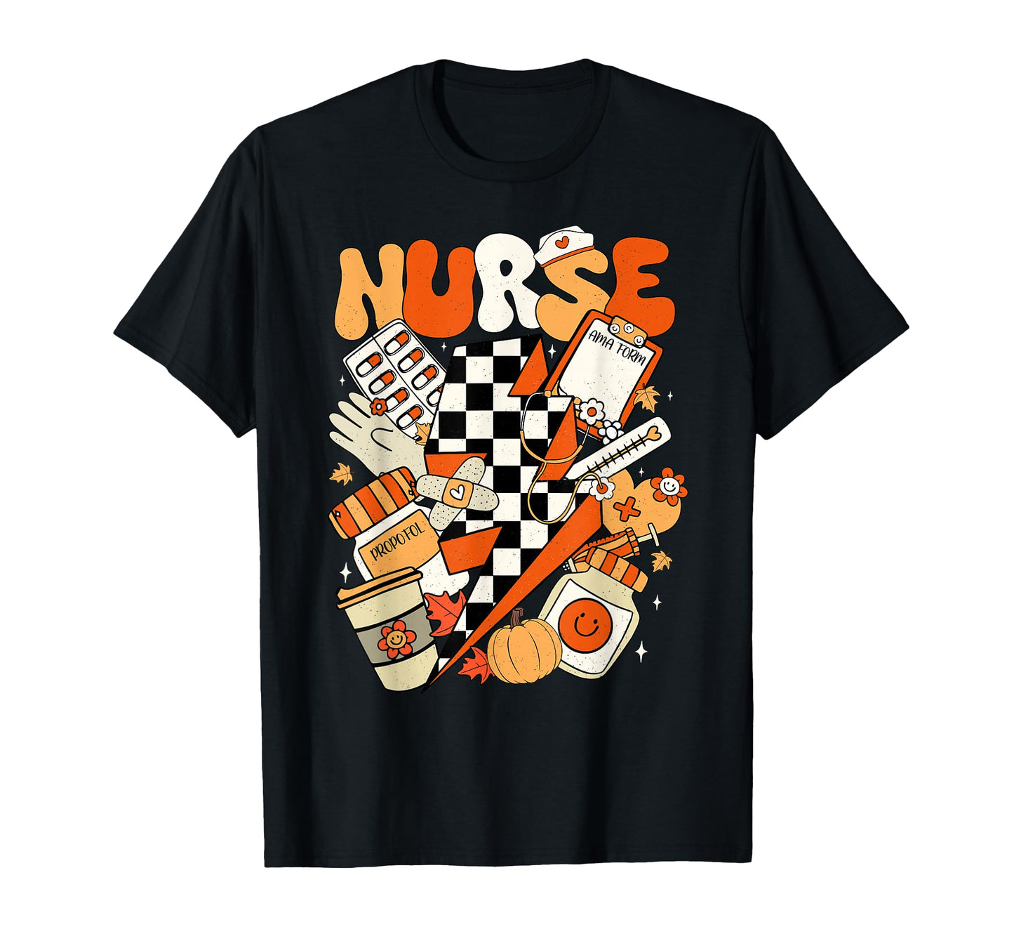 Retro Pumpkin Nurse Life Thanksgiving Fall Autumn Nurse T-Shirt
