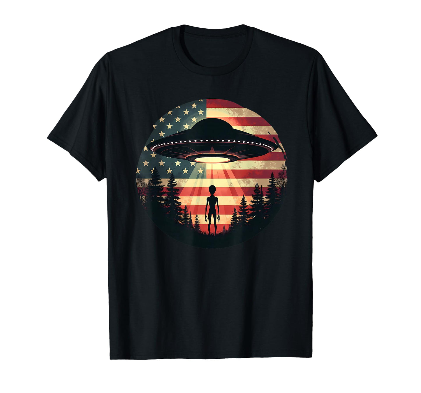 Alien/Extraterrestrial UFO American Fl Sci-Fi Patriotic T-Shirt
