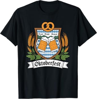 Prost Prost Repeat Oktoberfest Beer Pretzel Bavaria Munich T-Shirt