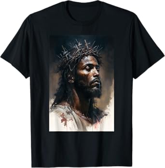 Funny Black Christ African American Jesus With Crown Art T-Shirt
