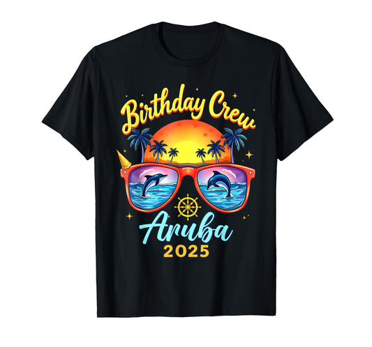 Birthday Crew Vacation Aruba 2025 Party Matching Cruise T-Shirt