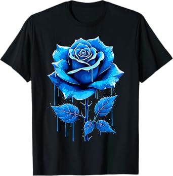 Graffiti Rose Bloom Blue Art T-Shirt