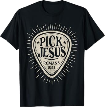 Guitar Pick Jesus Christian Music Guitarist Pastor Retro T-Shirt
