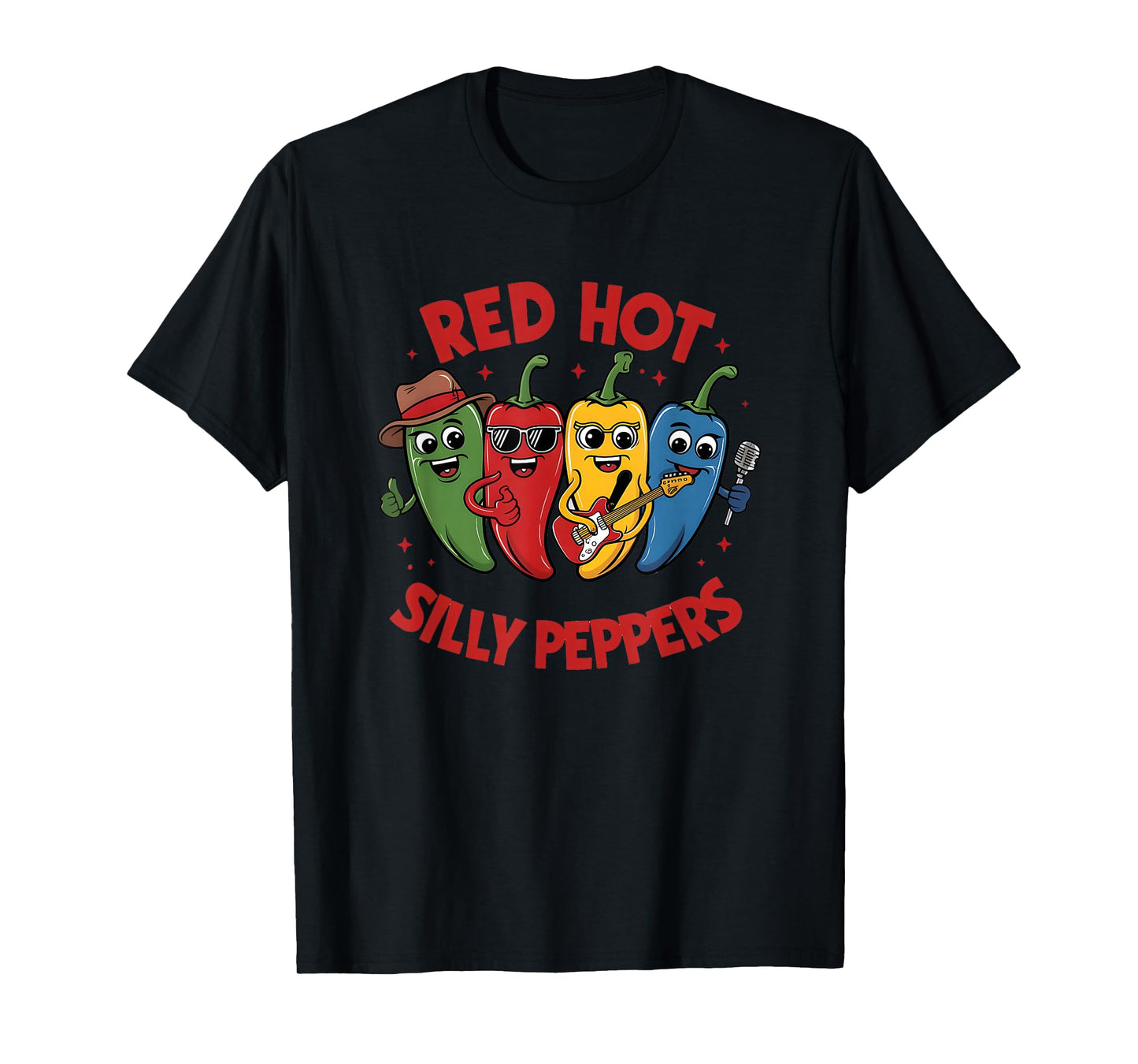 Red Hot Silly Peppers Fun Cartoon T-Shirt