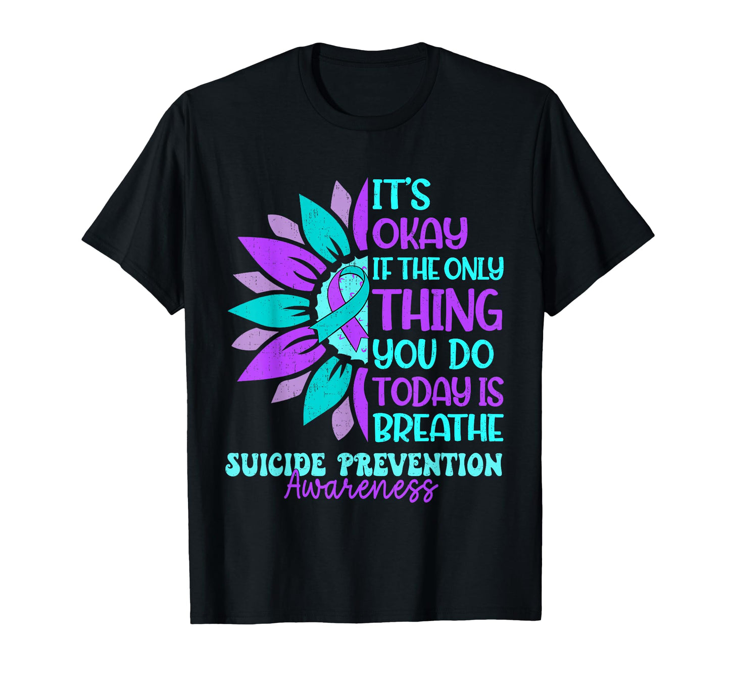 Vintage Sunflower Suicide Prevention Awareness Men Women T-Shirt