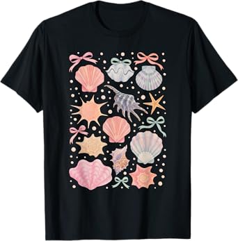 Seashell Coquette Bow Beach Summer Vacation Family T-Shirt T-Shirt