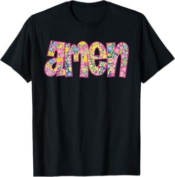 Retro Amen Floral Coquette Bow Jesus Girl Women Happy Easter T-Shirt
